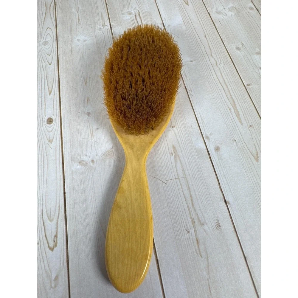 Vintage Yellow Celluloid Art Deco Vanity Brush Set Hair &‎ Clothes Brushes 3pc